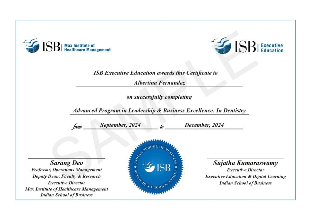 APLBED Programme Certificate from ISB